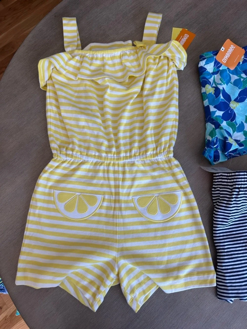 Girls Gymboree summer romper and short lot 10 Yellow, Navy, Blue, Denim nwt